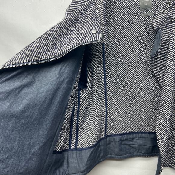Gap Crop Moto Heavy Wool Twill Women's Jacket Navy & White Size XL - Picture 4 of 13
